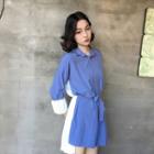 Color Block 3/4-sleeve Shirt Dress