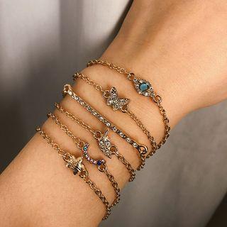 Rhinestone Bracelet 0193 - Gold - One Size