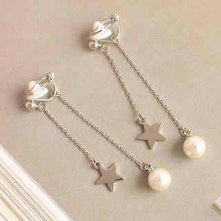 Faux Pearl & Star Fringed Earring
