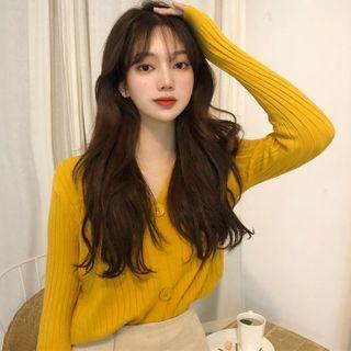Cropped Button-down Light Knit Top In 8 Colors