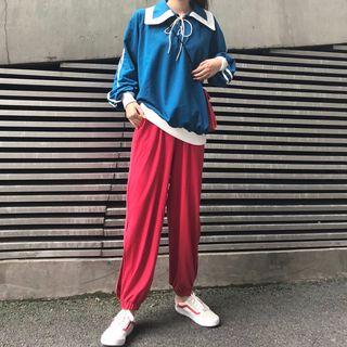 Striped Pullover / Side Slit Sweatpants