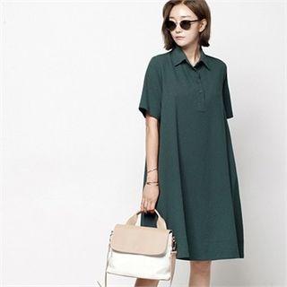 Linen Blend A-line Polo Dress