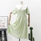 Peter Pan-collar Tie-waist A-line Dress