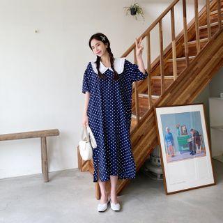 Frilled-collar Polka-dot Dress
