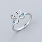 925 Sterling Silver Faux Crystal Swan Open Ring As Shown In Figure - One Size