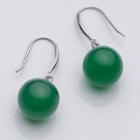 925 Sterling Silver Gemstone Dangle Earring 1 Pair - S925 Silver Earrings - Green - One Size