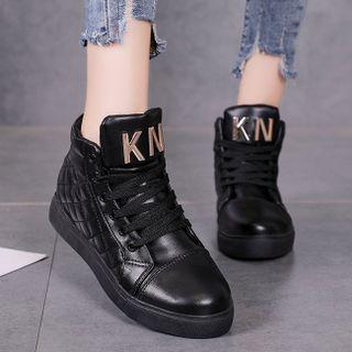 Lettering High-top Hidden-wedge Sneakers