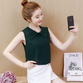 Sleeveless Collar Chiffon Top