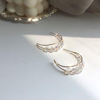Glass Bead Layered Open Hoop Earring
