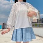 Lace Panel Blouse / Mini A-line Skirt