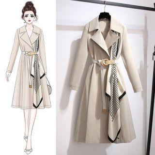 Printed Paneled Trench Jacket