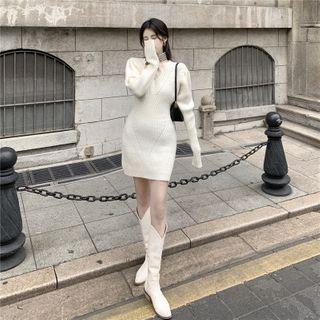 Mini Sheath Sweater Dress Almond - One Size