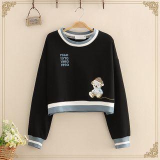 Bear Printed Cropped Sweatshirt