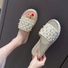 Faux Pearl Quilted Slide Sandals
