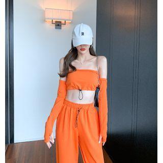 Plain Tube Top / Arm Sleeves / Harem Pants / Set