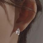 Rhinestone Cross Chain Hoop Earring 1 Pc - Cross Ear Buckle - Silver - One Size