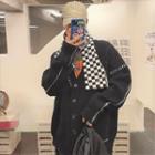 Checker Print Collar Cardigan