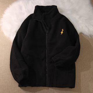 Lightning Bolt Print Zip-up Jacket