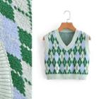 Argyle Sweater Vest 9618 - Green - One Size