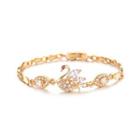 Fashion And Elegant Plated Gold Swan Cubic Zirconia Bracelet Golden - One Size