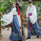 Couple Matching Long-sleeve Top / Midi A-line Skirt / Hair Tie / Long Coat / Hanfu Set