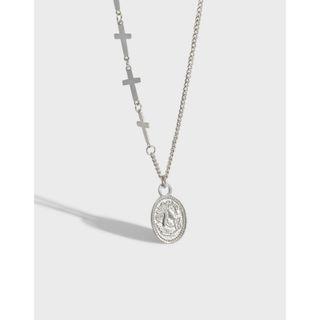 925 Sterling Silver Coin Cross Necklace