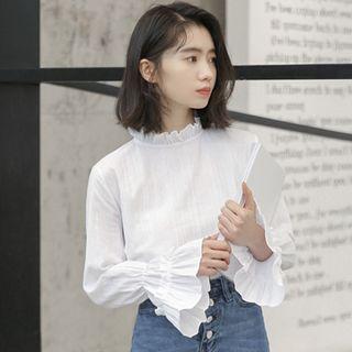 Flared-sleeve Blouse White - One Size