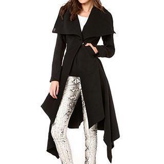 Asymmetrical Hem Snap-button Coat