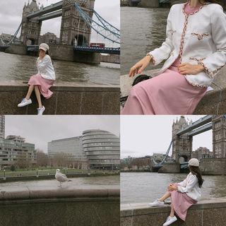 Zip-side Flared Long Satin Skirt