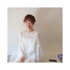 Set: Sheer Lace Shift Dress + Long Camisole Top