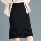 Pleated Pencil Skirt Black - One Size