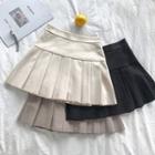 Plain High-waist Acrylic A-line Pleated Skirt