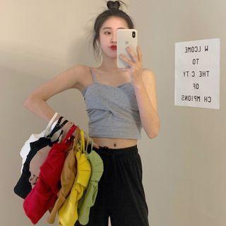 Plain Twist Cropped Camisole Top