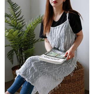 Fringe-trim Pinafore Dress