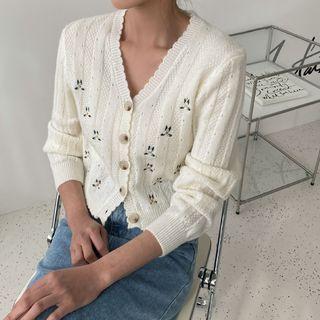 Flower Scallop-edge Cardigan