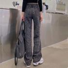 Leopard High-waist Straight-cut Jeans