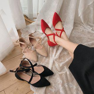 Cross Strap Low-heel Pointed Sandals