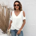 Short-sleeve Cold-shoulder Asymmetrical Blouse