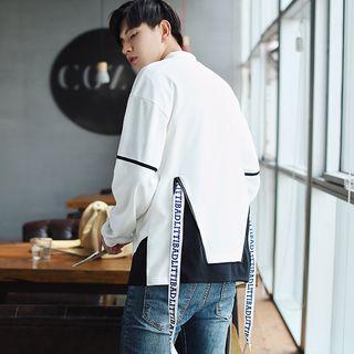 Zip Detail Back Sweatshirt With Lettering Strap