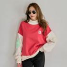 High-neck Color-block Sweatshirt