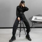 Multi-pocket Button-down Jumpsuit