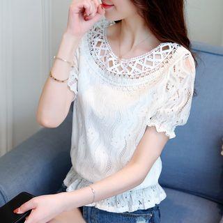 Lace Cutout Short-sleeve Top