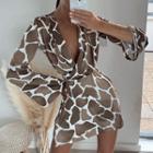 Giraffe Prints V-neck String Chiffon Dress