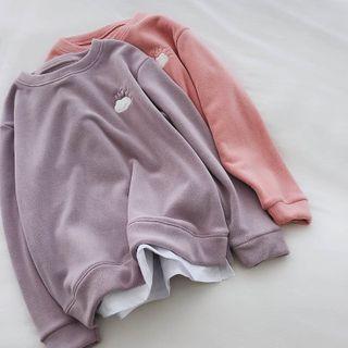 Mock Two-piece Cloud Embroidered Sweatshirt