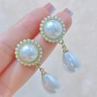 Faux Pearl Alloy Dangle Earring Cs017 - Silver Earring - White - One Size