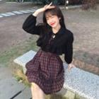 Spaghetti Strap Plaid Mini A-line Dress / Ruffle Hem Bow Detail Cropped Blouse / Set