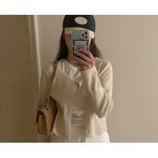 [dearest] Scallop-edge Rib-knit Cardigan One Size