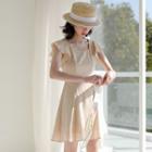 Sleeveless Ruffled A-line Dress Almond - One Size