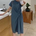 Short-sleeve Frill Trim Knit Dress