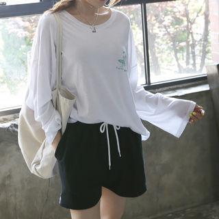 Long-sleeve Boxy Printed T-shirt